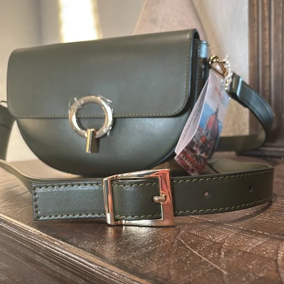 Cheval Firenze Italian leather bag. New with tags in olive green - Picture 7 of 8